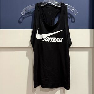 Nike Black Racerback Tee with White Softbal and swoosh Logo Size S